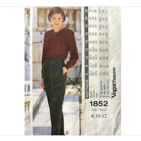 VOGUE  PATTERN, 1996 Vogue Career Wardrobe, Size 8-10-12, #1852 - Picture 3 of 11